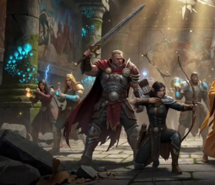 Drużyna bohaterów przygotowująca się do walki w lokacji PvE w Guild Wars Reforged