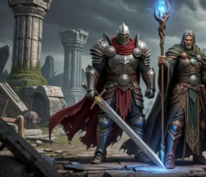 Cinematiczna scena zebranych bohaterów Guild Wars Reforged przygotowujących się do bitwy