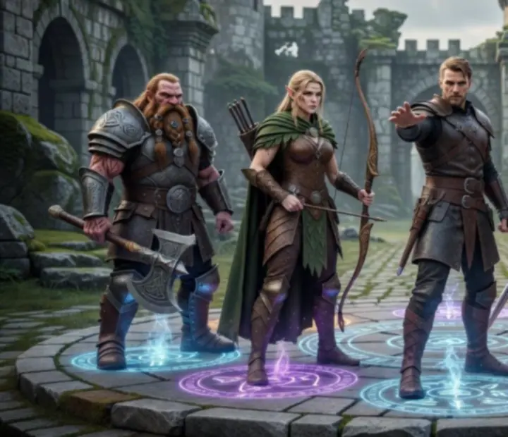 Formacja drużyny bohaterów gotowych do bitwy w Guild Wars Reforged