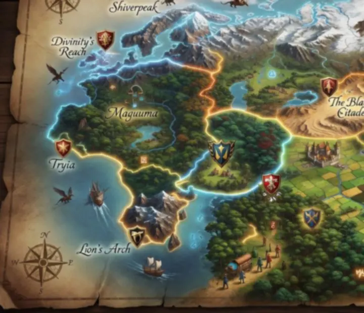 Cinematiczna mapa świata Tyria w Guild Wars Reforged